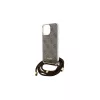 Guess GUHCP15LHC4SEW iPhone 15 Pro 6.1" készülékhez kemény tok Crossbody Cord 4G Print barna