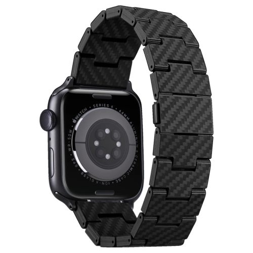 szíj PITAKA Carbon Fiber Retro Apple Watch 1/2/3/4/5/6/7/8/9/10/SE/Ultra/Ultra2 készülékhez fekete szürke
