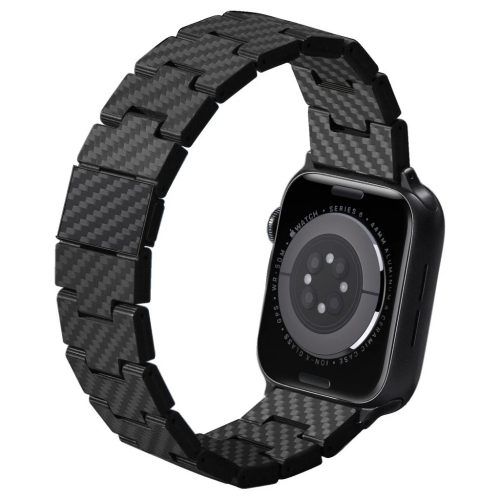 szíj PITAKA Carbon Fiber Retro Apple Watch 1/2/3/4/5/6/7/8/9/10/SE/Ultra/Ultra2 készülékhez fekete szürke