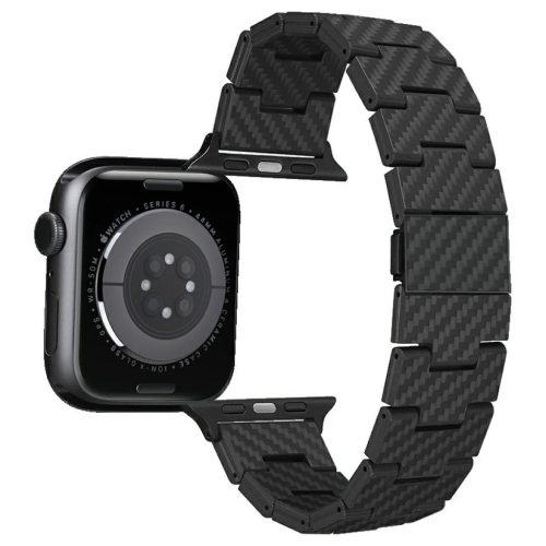 szíj PITAKA Carbon Fiber Retro Apple Watch 1/2/3/4/5/6/7/8/9/10/SE/Ultra/Ultra2 készülékhez fekete szürke
