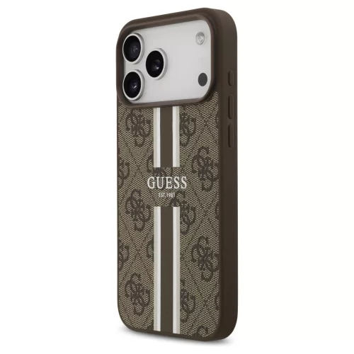 Guess 4G Printed Stripes MagSafe tok iPhone 17 Pro Max készülékhez barna