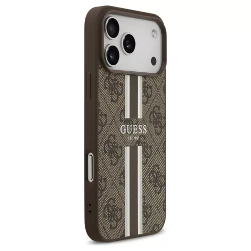Guess 4G Printed Stripes MagSafe tok iPhone 17 Pro Max készülékhez barna