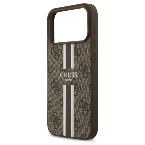 Guess 4G Printed Stripes MagSafe tok iPhone 17 Pro Max készülékhez barna