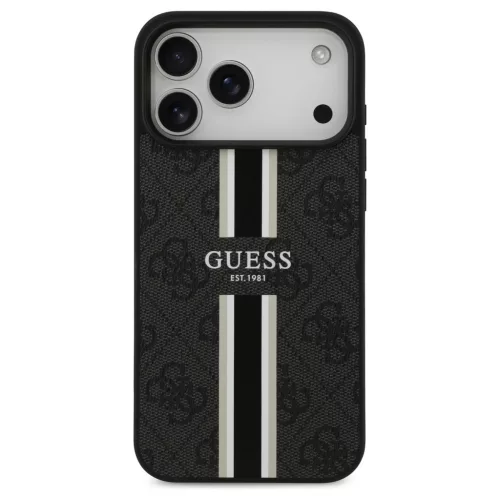 Guess 4G Printed Stripes MagSafe tok iPhone 17 Pro Max készülékhez fekete