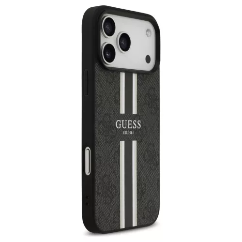 Guess 4G Printed Stripes MagSafe tok iPhone 17 Pro Max készülékhez fekete