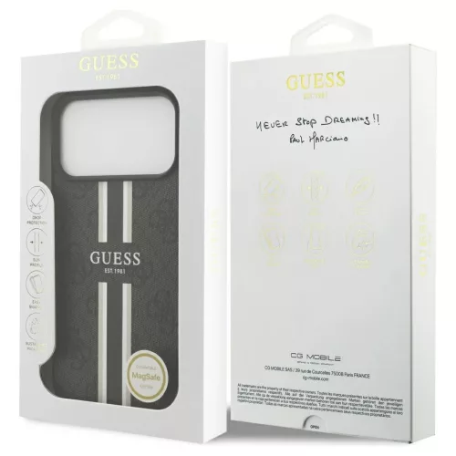 Guess 4G Printed Stripes MagSafe tok iPhone 17 Pro Max készülékhez fekete