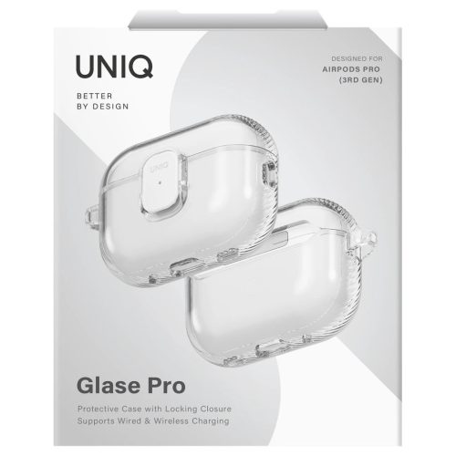 UNIQ Glase Pro AirPods Pro 3 készülékhez lock tok átlátszó
