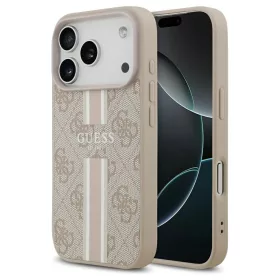   Case Guess tok 4G Printed Stripes MagSafe iPhone 17 Pro készülékhez rózsaszín