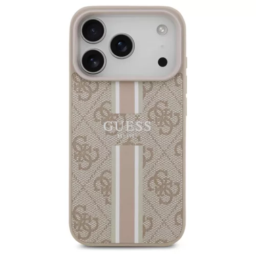 Case Guess tok 4G Printed Stripes MagSafe iPhone 17 Pro készülékhez rózsaszín
