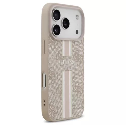 Case Guess tok 4G Printed Stripes MagSafe iPhone 17 Pro készülékhez rózsaszín
