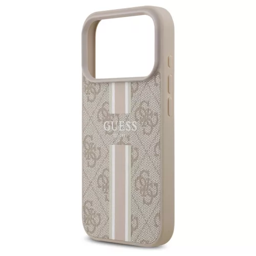 Case Guess tok 4G Printed Stripes MagSafe iPhone 17 Pro készülékhez rózsaszín