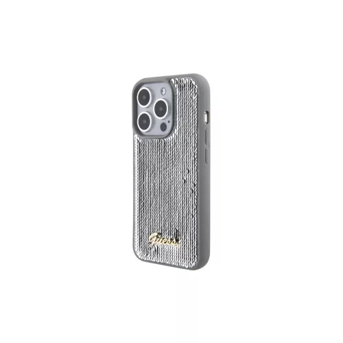 Guess GUHCP15XPSFDGSS iPhone 15 Pro Max 6.7" készülékhez keménytok Sequin Script Metal ezüst
