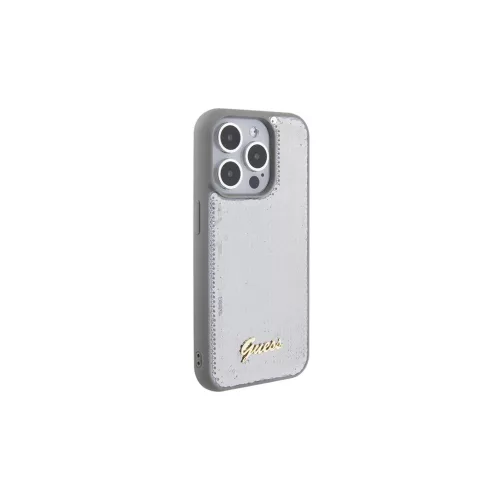 Guess GUHCP15XPSFDGSS iPhone 15 Pro Max 6.7" készülékhez keménytok Sequin Script Metal ezüst