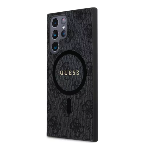 Guess GUHMS24LG4GFRK 4G Collection Leather Metal Logo MagSafe keménytok S24 Ultra S928 készülékhez fekete