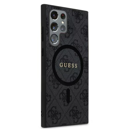 Guess GUHMS24LG4GFRK 4G Collection Leather Metal Logo MagSafe keménytok S24 Ultra S928 készülékhez fekete