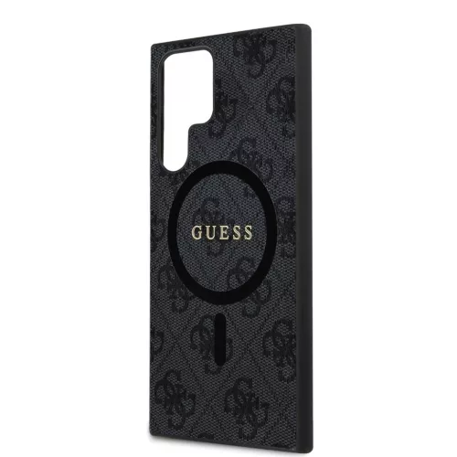 Guess GUHMS24LG4GFRK 4G Collection Leather Metal Logo MagSafe keménytok S24 Ultra S928 készülékhez fekete
