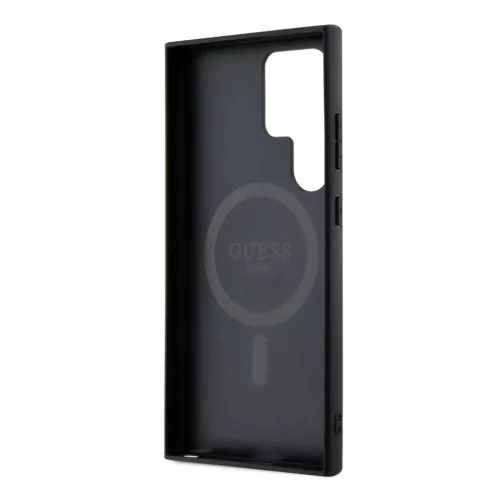 Guess GUHMS24LG4GFRK 4G Collection Leather Metal Logo MagSafe keménytok S24 Ultra S928 készülékhez fekete