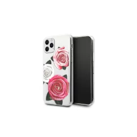   Guess GUHCN58ROSTRT iPhone 11 Pro készülékhez átlátszó kemény tok Flower Desire rózsaszín és fehér