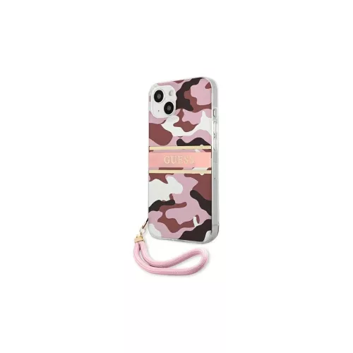 Guess GUHCP13SKCABPI iPhone 13 mini 5,4" készülékhez kemény tok Camo Strap Collection rózsaszín