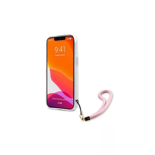 Guess GUHCP13SKCABPI iPhone 13 mini 5,4" készülékhez kemény tok Camo Strap Collection rózsaszín