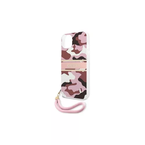 Guess GUHCP13SKCABPI iPhone 13 mini 5,4" készülékhez kemény tok Camo Strap Collection rózsaszín