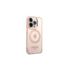 Guess GUHMP14LHTCMP iPhone 14 Pro 6,1 készülékhez kemény tok Gold Outline Translucent MagSafe rózsaszín