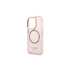 Guess GUHMP14LHTCMP iPhone 14 Pro 6,1 készülékhez kemény tok Gold Outline Translucent MagSafe rózsaszín