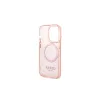 Guess GUHMP14LHTCMP iPhone 14 Pro 6,1 készülékhez kemény tok Gold Outline Translucent MagSafe rózsaszín