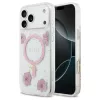 Guess Resin Flowers Glitter MagSafe tok iPhone 17 Pro Max készülékhez rózsaszín