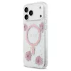 Guess Resin Flowers Glitter MagSafe tok iPhone 17 Pro Max készülékhez rózsaszín