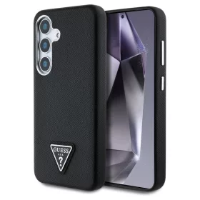   Guess Grained Triangle Logo MagSafe tok Samsung Galaxy S25 készülékhez fekete