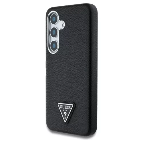Guess Grained Triangle Logo MagSafe tok Samsung Galaxy S25 készülékhez fekete