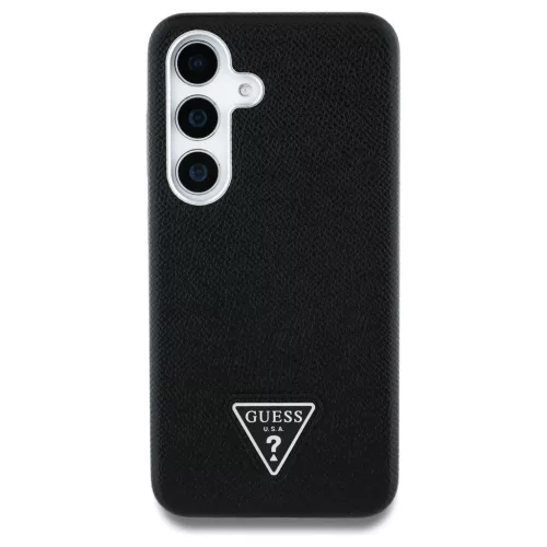 Guess Grained Triangle Logo MagSafe tok Samsung Galaxy S25 készülékhez fekete