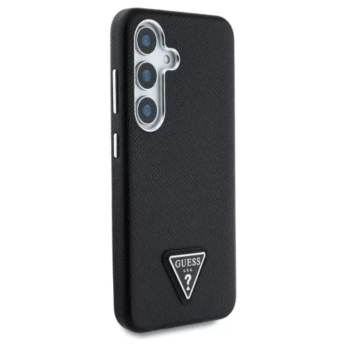 Guess Grained Triangle Logo MagSafe tok Samsung Galaxy S25 készülékhez fekete