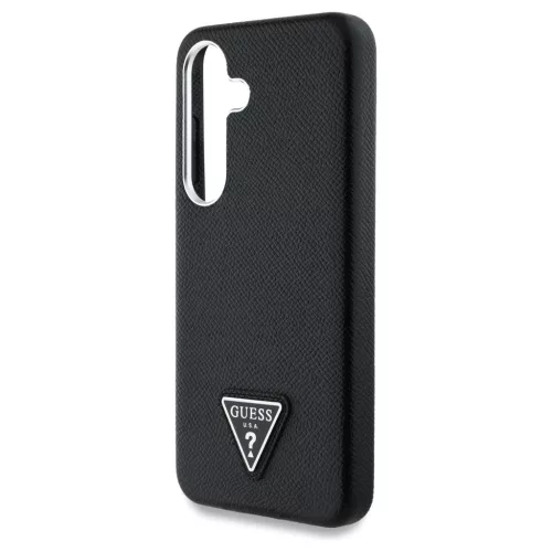 Guess Grained Triangle Logo MagSafe tok Samsung Galaxy S25 készülékhez fekete
