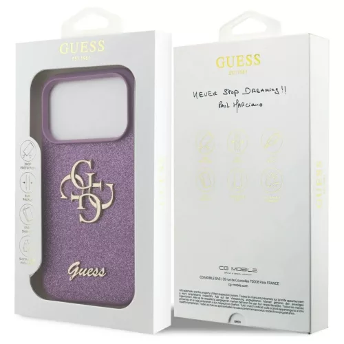 Guess Fixed Glitter Big 4G tok iPhone 17 Pro készülékhez lila