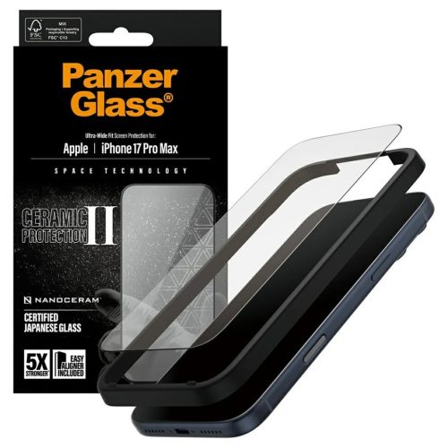 PanzerGlass Ceramic II Ultra-Wide Fit EasyAligne kijelzővédő iPhone 17 Pro Max készülékhez