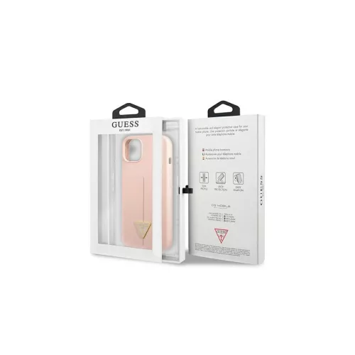 Guess Silicone Triangle kemény tok iPhone 13 mini 5,4" készülékhez, rózsaszín