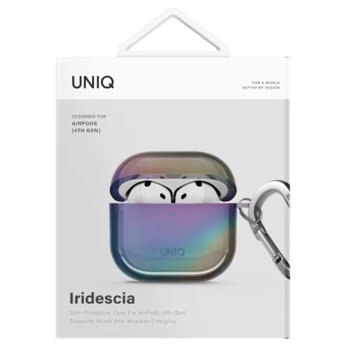 UNIQ Iridescia tok AirPods 4 készülékhez Hang Case éjféli kvarc