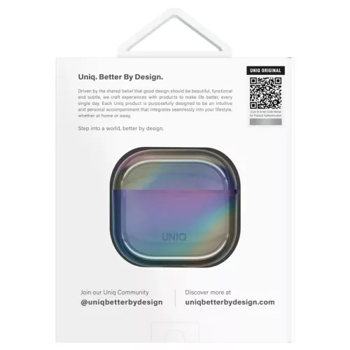 UNIQ Iridescia tok AirPods 4 készülékhez Hang Case éjféli kvarc