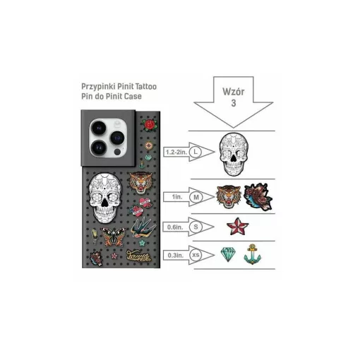 Pinit Dynamic + Tattoo PiniPhone 14 Pro Max 6.7 készülékhez tok készlet fekete wzór 3