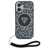 Case Guess HC IML Leopard Triangle Cord Strap zsinórpánt MagSafe iPhone 16 készülékhez fekete