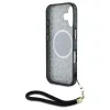 Case Guess HC IML Leopard Triangle Cord Strap zsinórpánt MagSafe iPhone 16 készülékhez fekete