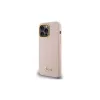 Guess GUHCP15XSMBSLP iPhone 15 Pro Max 6.7" készülékhez rózsaszín kemény tok Silicone Script Metal Logo & Frame