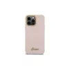 Guess GUHCP15XSMBSLP iPhone 15 Pro Max 6.7" készülékhez rózsaszín kemény tok Silicone Script Metal Logo & Frame