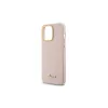 Guess GUHCP15XSMBSLP iPhone 15 Pro Max 6.7" készülékhez rózsaszín kemény tok Silicone Script Metal Logo & Frame