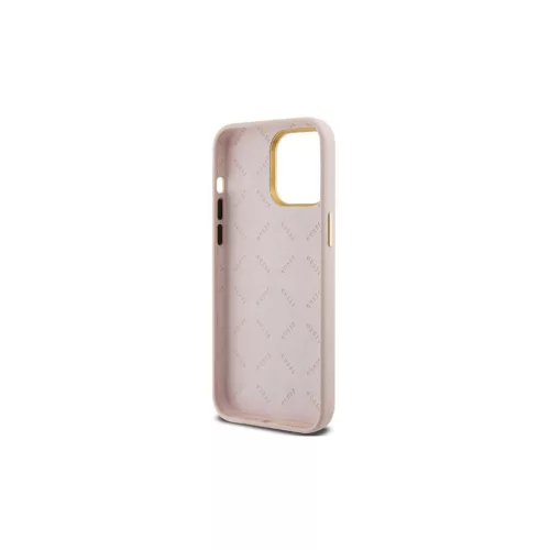 Guess GUHCP15XSMBSLP iPhone 15 Pro Max 6.7" készülékhez rózsaszín kemény tok Silicone Script Metal Logo & Frame