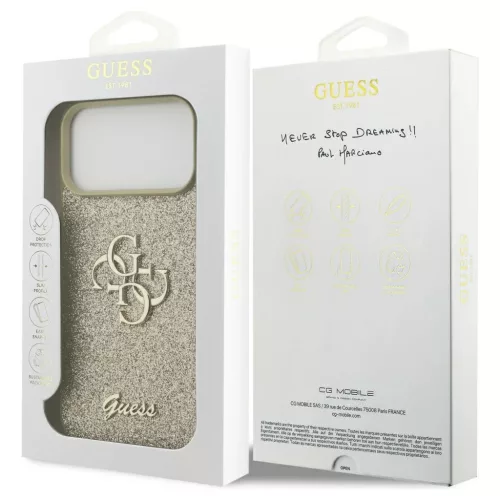 Guess Fixed Glitter Big 4G tok iPhone 17 Pro Max készülékhez arany