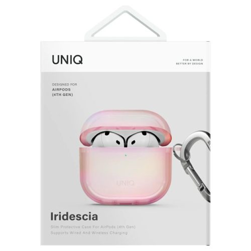 Tok UNIQ Iridescia AirPods 4 készülékhez Hang Case rózsaszín prism