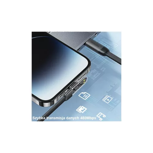 USAMS ferdén kábel USB-C to USB-C PD 100W Gyors Töltés Iceflake Series 1.2m fehér SJ584USB02